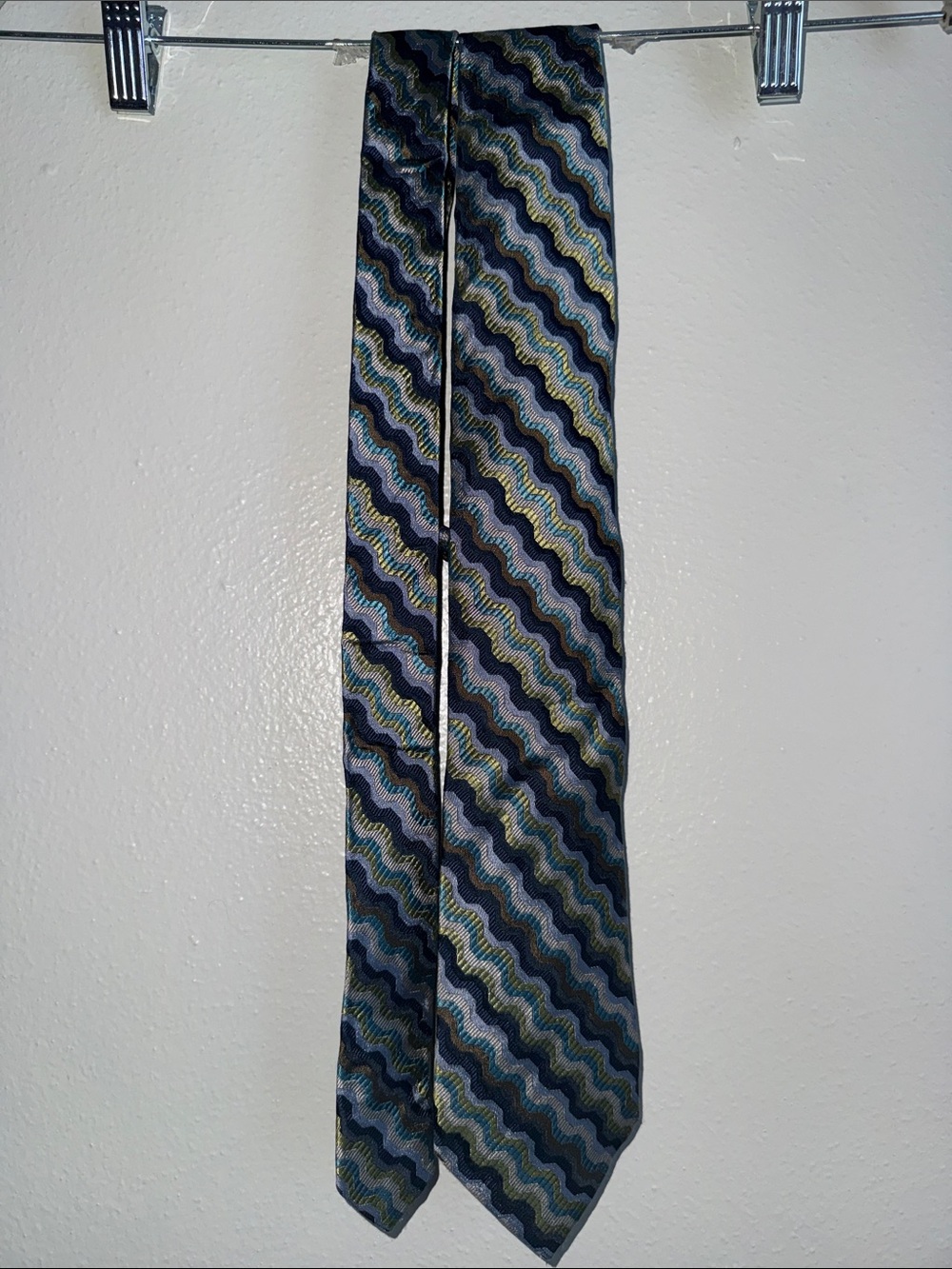 Men's Missoni Wavy Pattern Silk Tie - Blue & Green